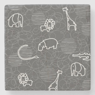 safari animals 5 stone coaster