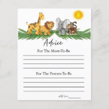 Safari Animals Advice for Baby Shower Game