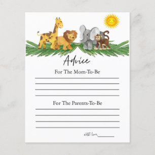 Safari Animals Advice for Baby Shower Game