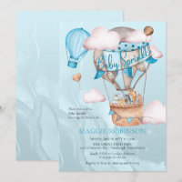 Safari Animals and Balloons Blue Boy Baby Sprinkle