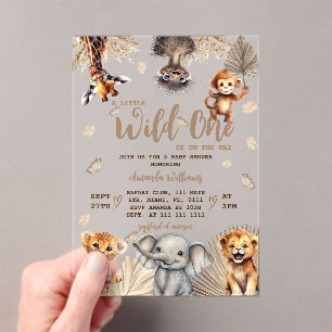 Safari Animals Baby Shower Acrylic Invitations