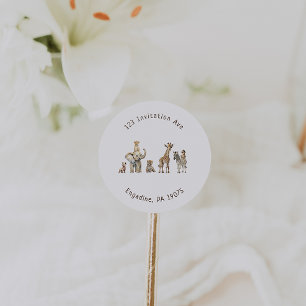 Safari Animals Baby Shower Address Envelope Seal