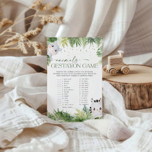 Safari Animals Baby Shower Animals Gestation Game