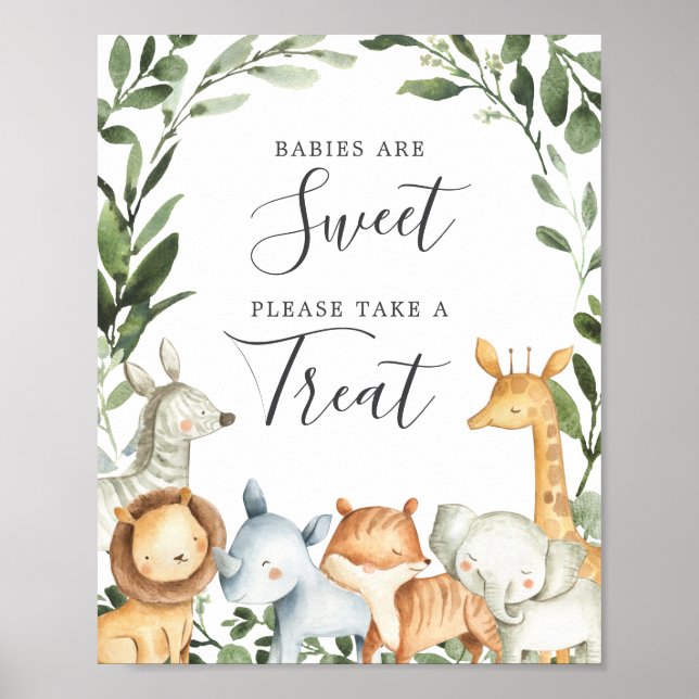 Safari Animals Baby Shower Babies Are Sweet Sign (Front)