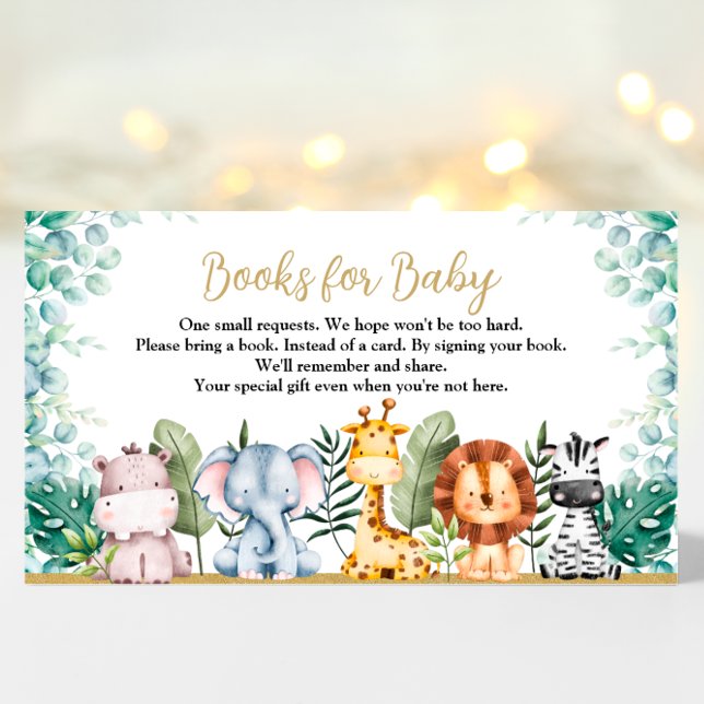 Safari Animals Baby Shower Book for Baby Card (Safari Baby Shower Books for Baby card)