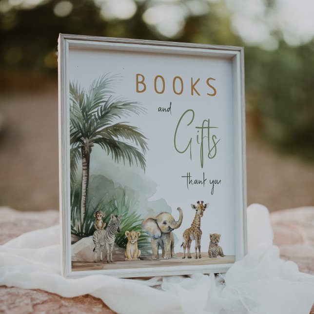 Safari Animals Baby Shower Books and Gifts Sign (Creator Uploaded)