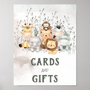 Safari Animals Baby Shower Cards & Gifts Poster