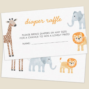 Safari Animals Baby Shower Diaper Raffle Enclosure Card
