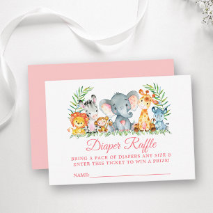 Safari Animals Baby Shower Diaper Raffle Ticket Pk Enclosure Card