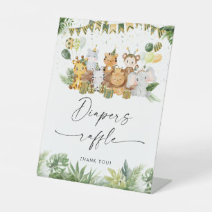 Safari Animals Baby Shower Diapers Raffle Sign