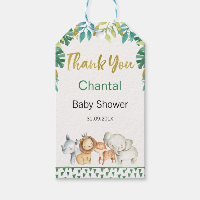 Safari Animals Baby Shower Favor tag (Front)