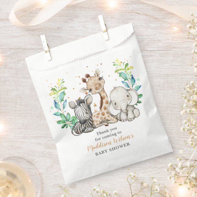 Safari Animals Baby Shower Favour Bag (Clipped)