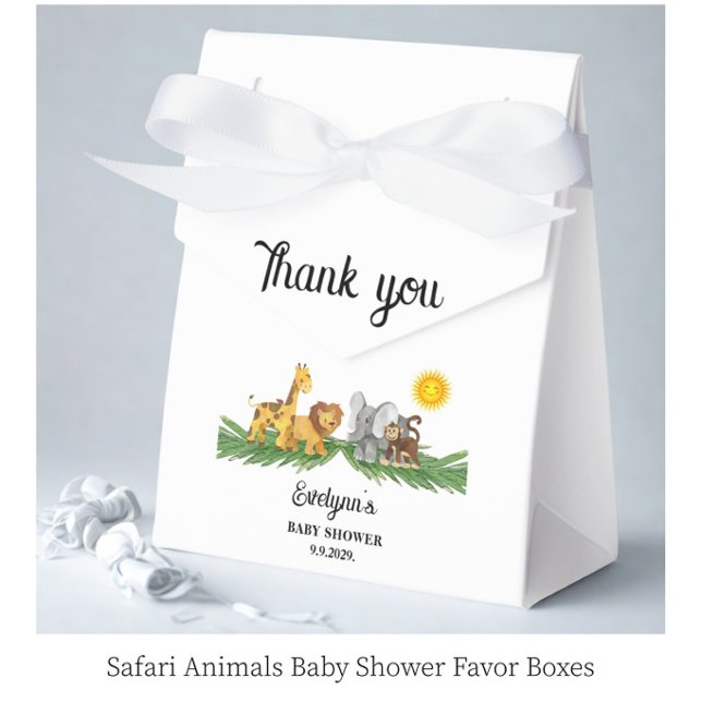 Safari Animals Baby Shower  Favour Box (Creator Uploaded)