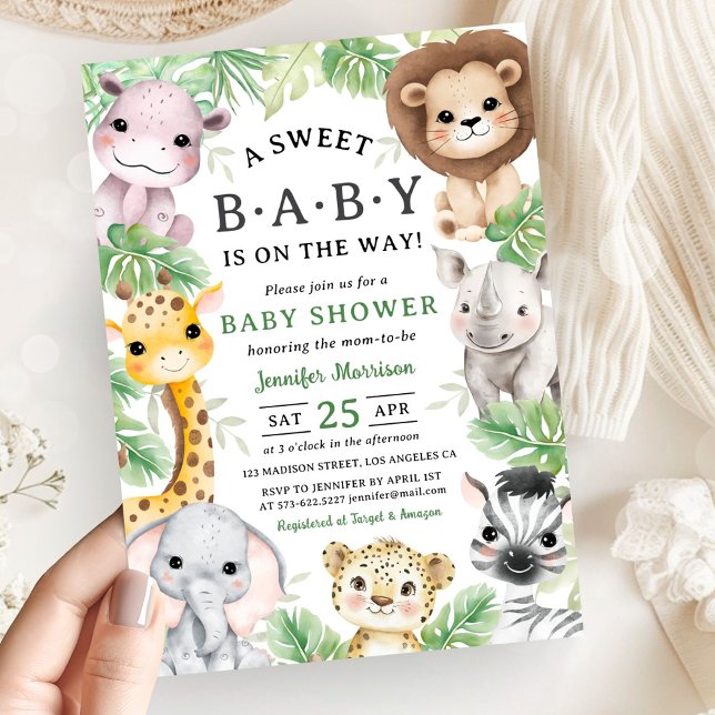 Safari Animals Baby Shower Gender Neutral Jungle Invitation (Creator Uploaded)