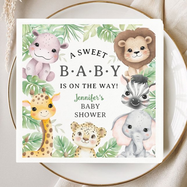 Safari Animals Baby Shower Gender Neutral Jungle Napkin (Creator Uploaded)