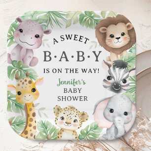 Safari Animals Baby Shower Gender Neutral Jungle Paper Plate