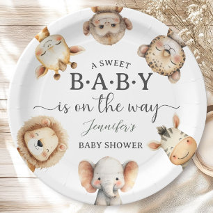 Safari Animals Baby Shower Gender Neutral Jungle Paper Plate