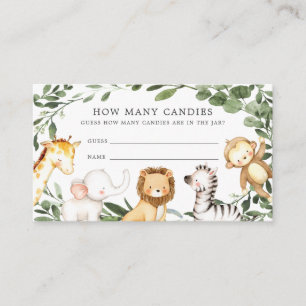 Safari Animals Baby Shower Guess How Many Candies Enclosure Card