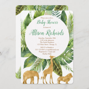 Safari animals baby shower invitation