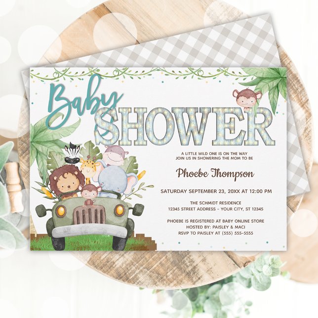 Safari Animals Baby Shower Invitation (Safari Animals Baby Shower Invitation)
