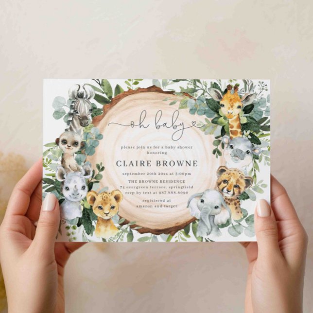Safari Animals Baby Shower Invitation (Creator Uploaded)