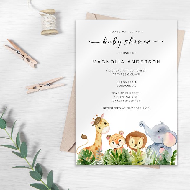 Safari Animals Baby Shower Invitation (Creator Uploaded)