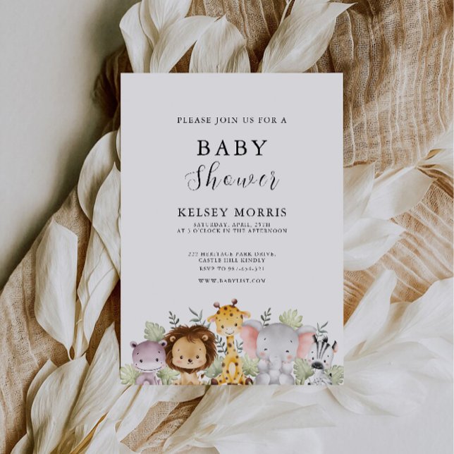 Safari Animals Baby Shower  Invitation (Safari Animals Baby Shower Invitation)