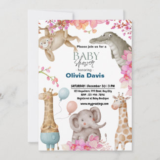 Safari Animals Baby Shower Invitation