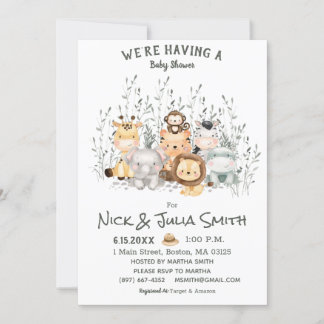 Safari Animals Baby Shower Invitation