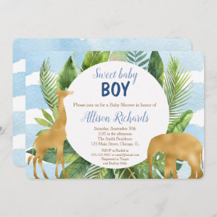 Safari animals baby shower invitation boy