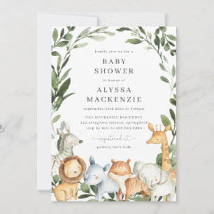 Safari Animals Baby Shower Invitation   Jungle