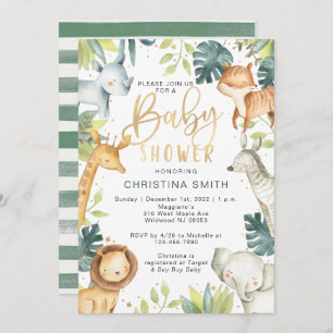 Safari Animals Baby Shower Invitations