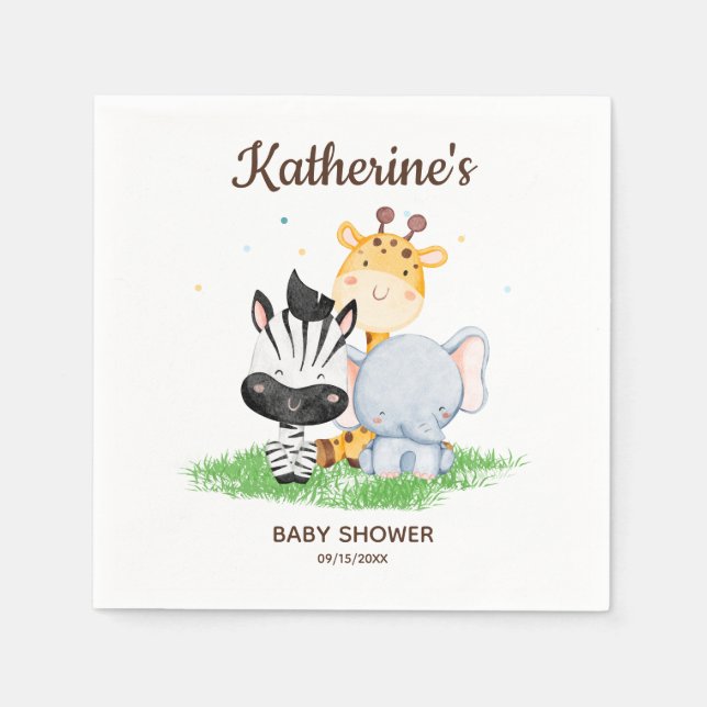 Safari Animals Baby Shower  Napkin (Front)