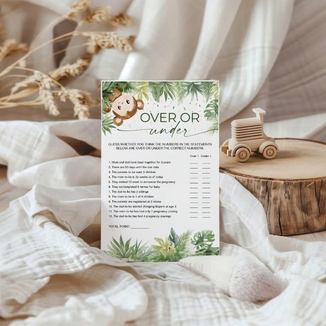 Safari Animals Baby Shower Over or Under Game (Creator Uploaded)