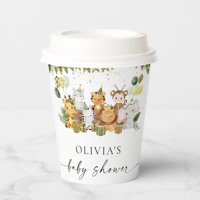 Safari Animals Baby Shower Paper Cups (Front)