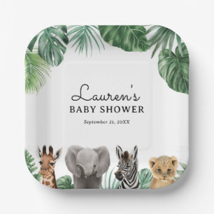 Safari Animals Baby Shower Paper Plate