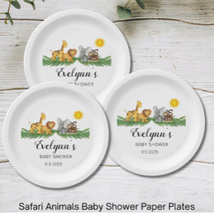 Safari Animals Baby Shower  Paper Plate