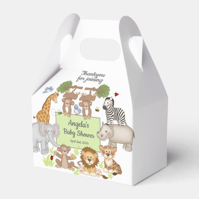 Safari Animals Baby Shower Party Favour Box (Front Side)