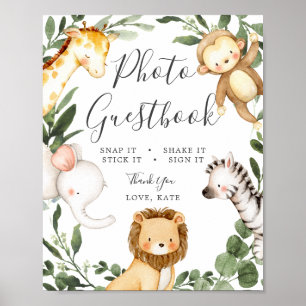 Safari Animals Baby Shower Photo Guestbook Sign