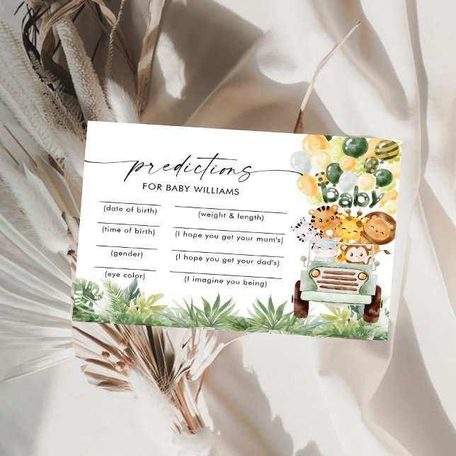 Safari Animals Baby Shower Predictions Card (Creator Uploaded)