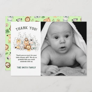 Safari Animals Baby Shower Thank You Card