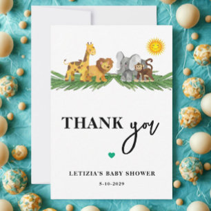 Safari Animals Baby Shower Thank You Card