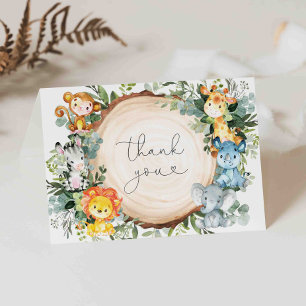 Safari Animals Baby Shower Thank You Card