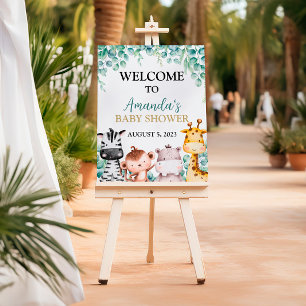 Safari Animals Baby Shower Welcome Sign