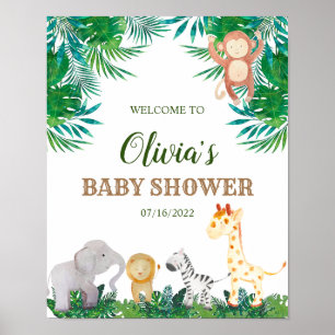 Safari Animals Baby Shower Welcome Sign