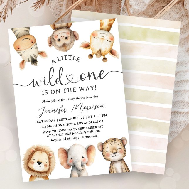 Safari Animals Baby Shower Wild One Gender Neutral Invitation (Creator Uploaded)