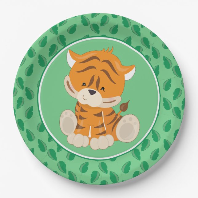 Safari Animals | Baby Tiger Paper Plate (Front)