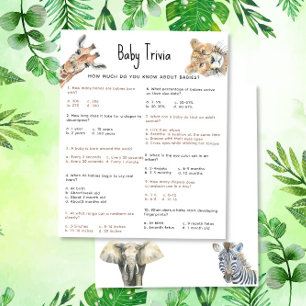 Safari animals Baby Trivia   Baby Shower Game