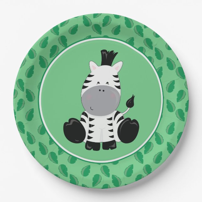 Safari Animals | Baby Zebra Paper Plate (Front)