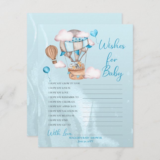 Safari Animals Balloons Wishes for Baby Game  (Front/Back)